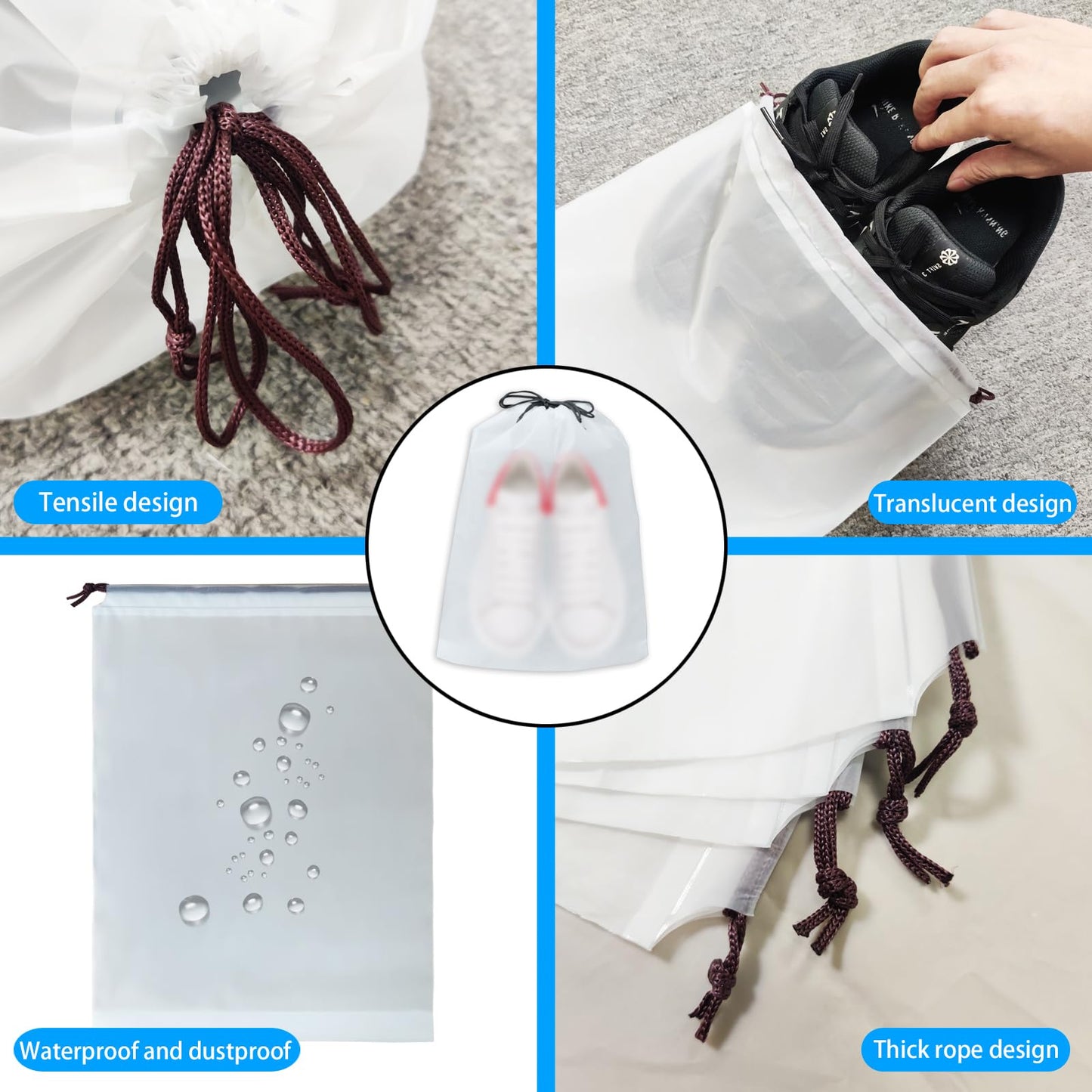 5 Pack Shoe Bags for Travel, 15.7" x 11.8"