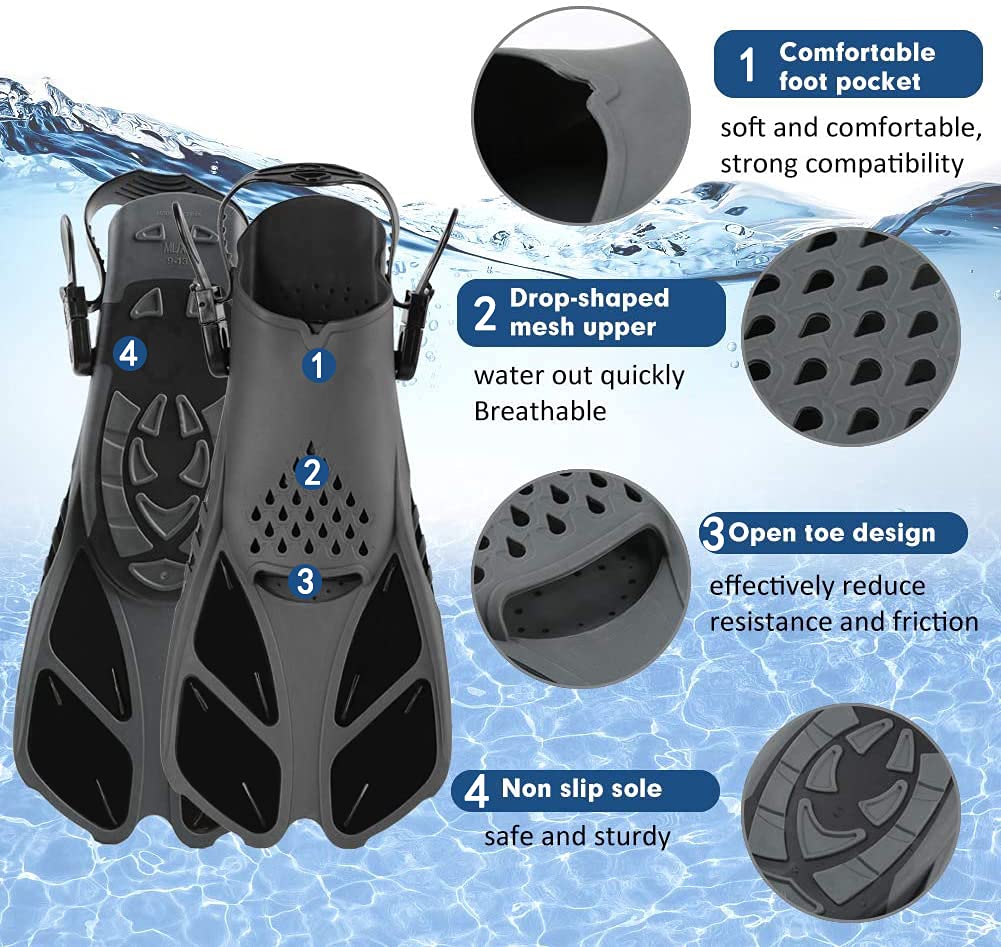 Swim Fins with Adjustable Buckles