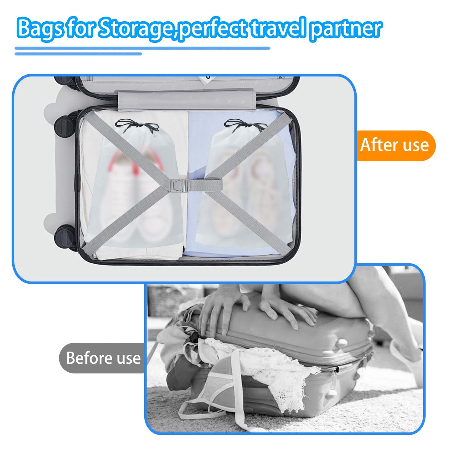 5 Pack Shoe Bags for Travel, 15.7" x 11.8"