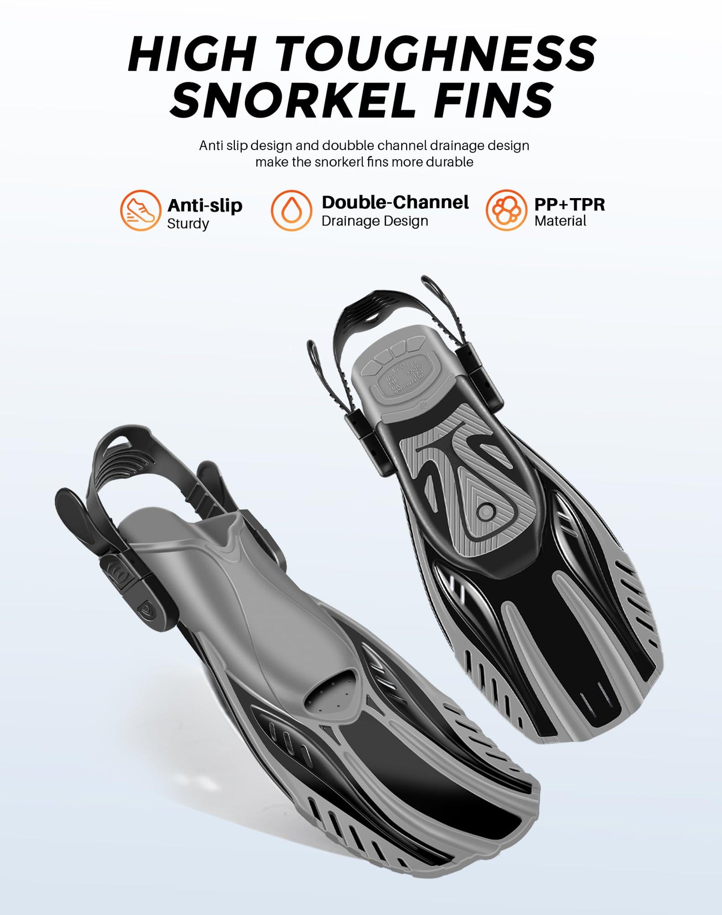 Swim Fins Open Heel Travel Size
