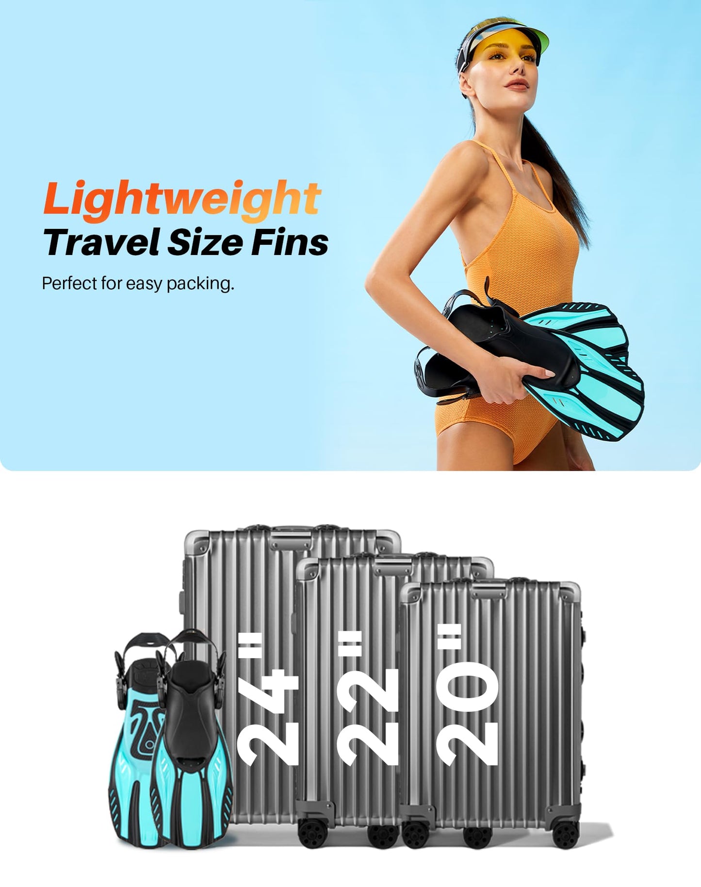 Swim Fins Open Heel Travel Size