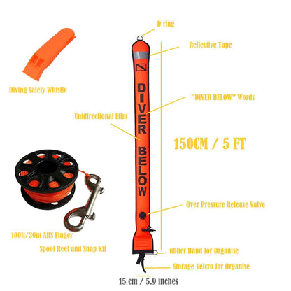 Diving Surface Marker Buoy Set 5ft