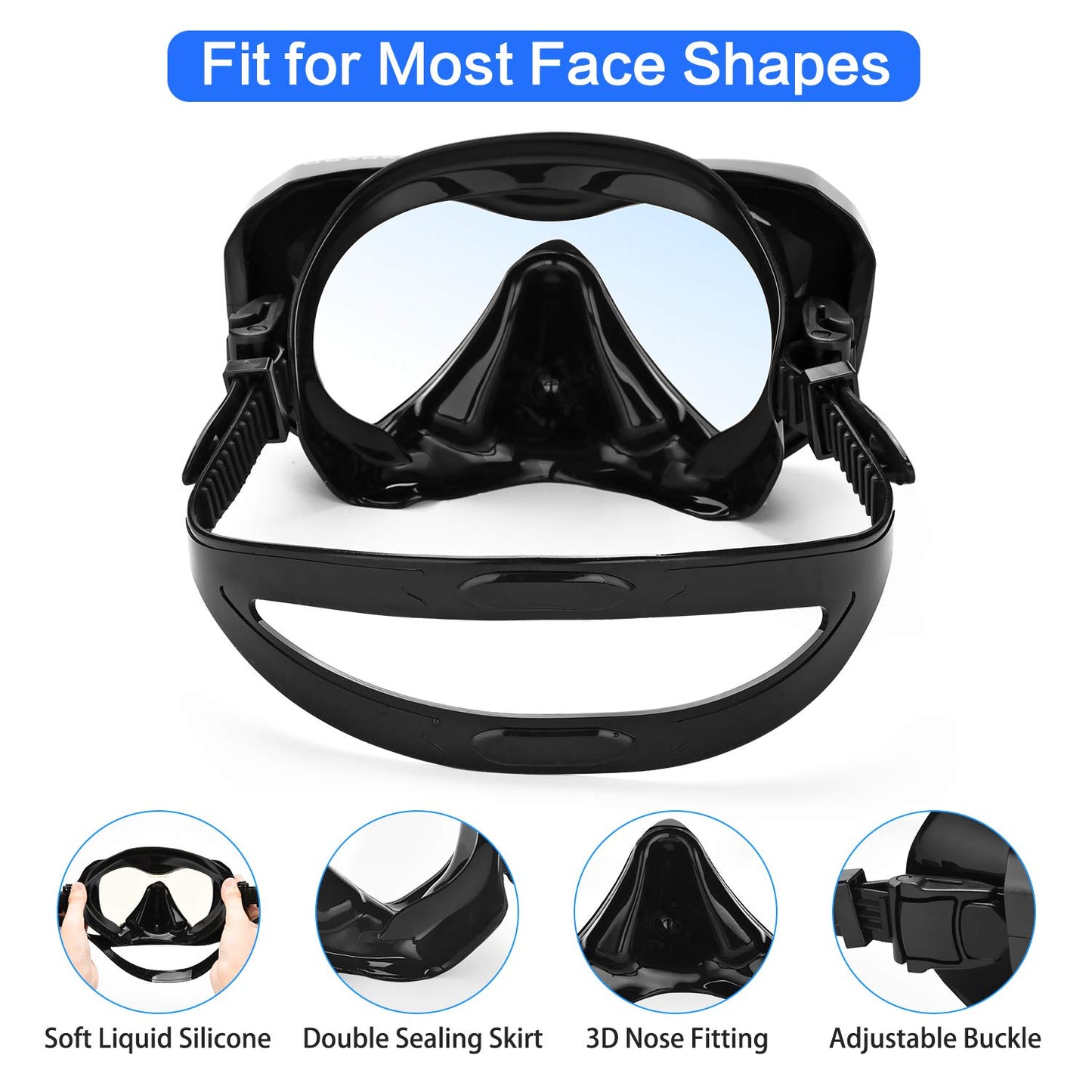 Anti-Fog Panoramic View Snorkel Mask and Anti-Leak Dry Snorkel Tube