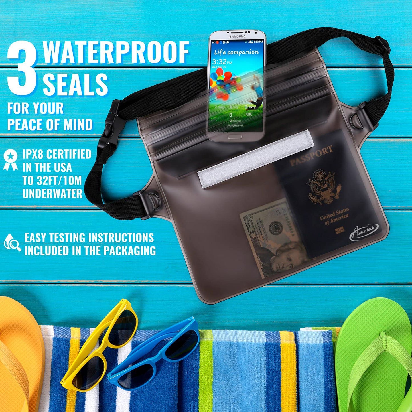 Waterproof Pack for Phone, Passport