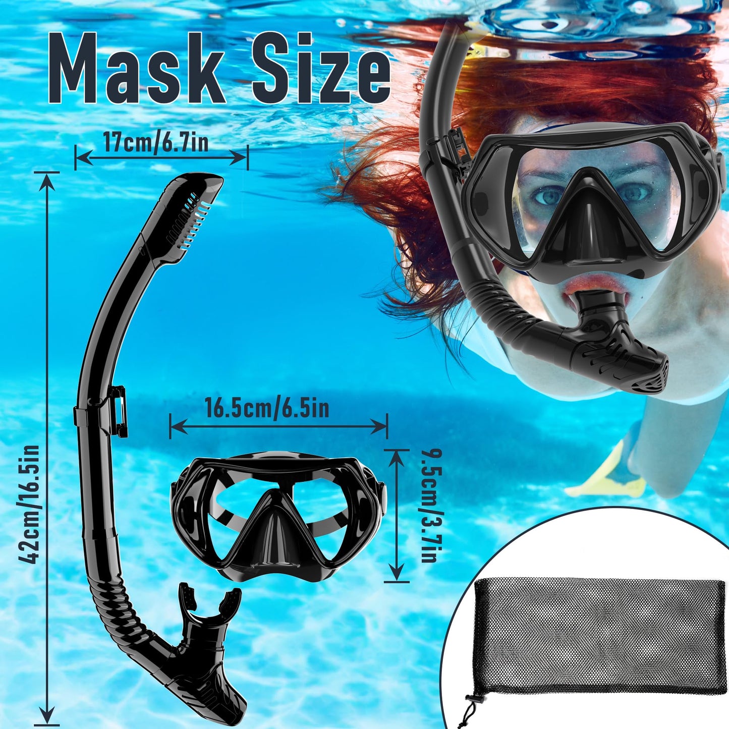 Snorkeling Gear for Adults, Dry Snorkel Set