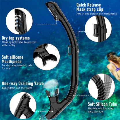 Snorkeling Gear for Adults, Dry Snorkel Set