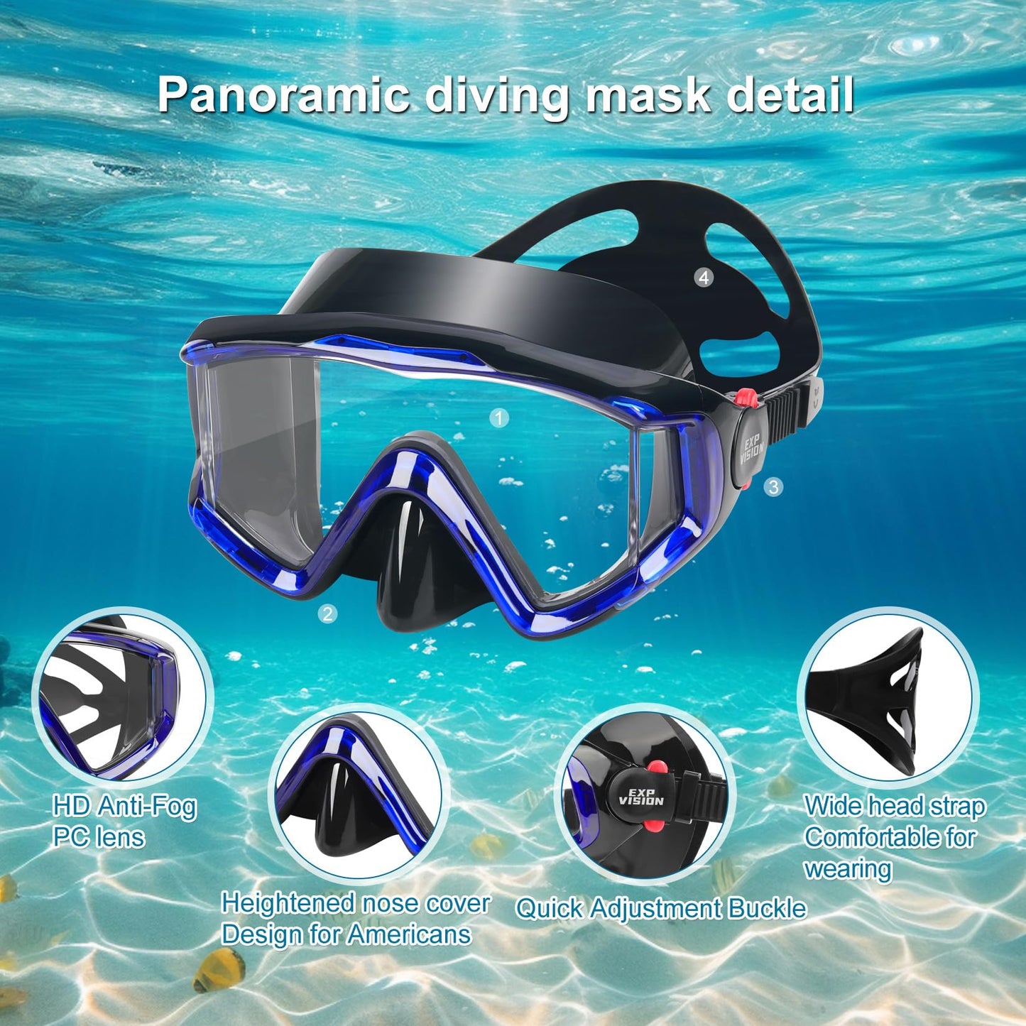 Máscara de buceo para snorkel